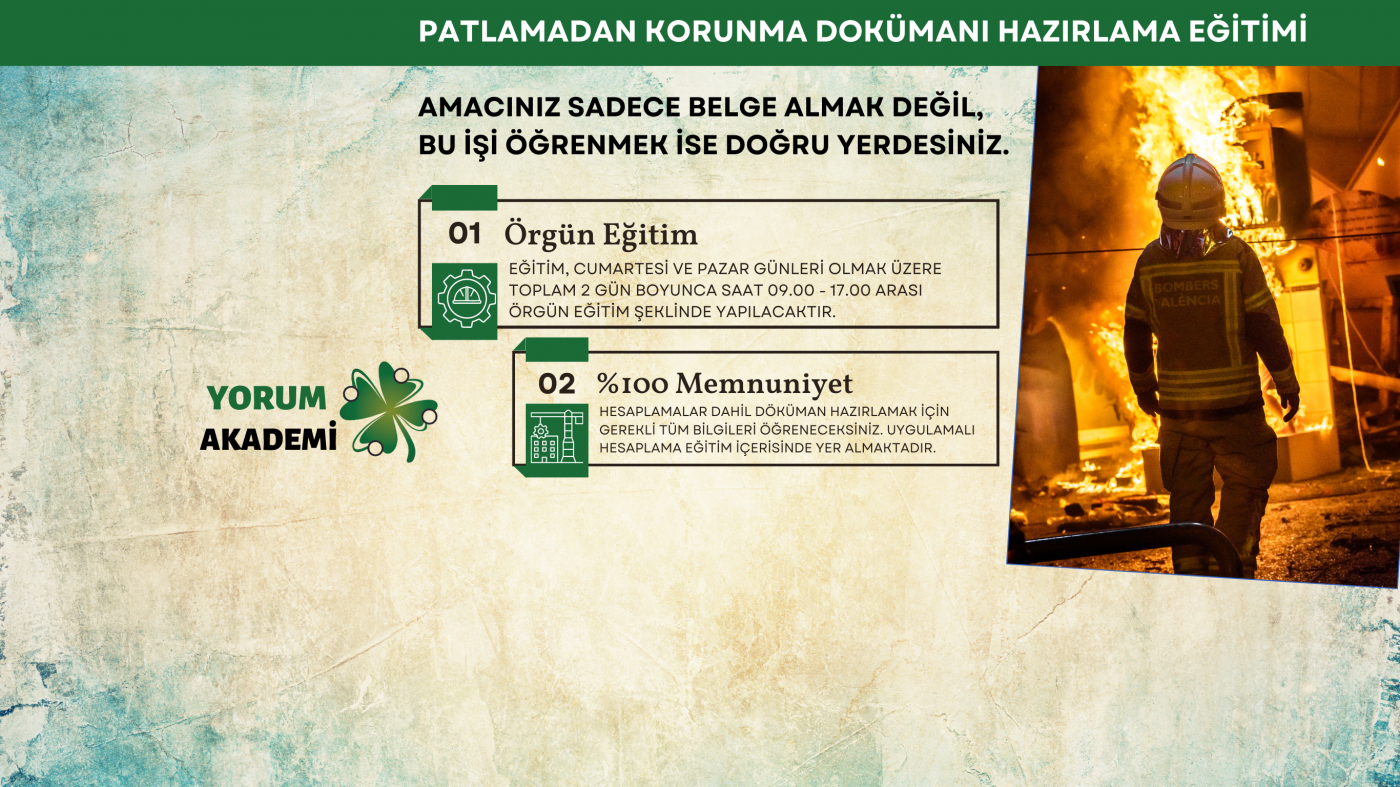 PATLAMADAN KORUNMA DOKÜMANI HAZIRLAMA EĞİTİMİ (11 - 12 MAYIS 2024) 